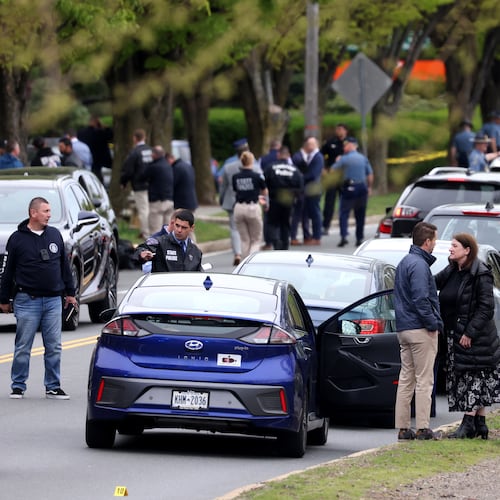 Police respond to the scene of a shooting on Monday, May 11, 2026 in Cambridge, Mass. (Jessica Rinaldi /The Boston Globe via AP)