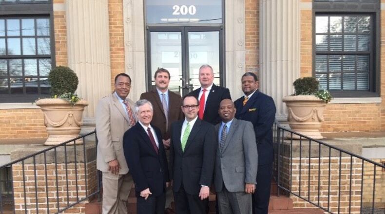 The City of LaGrange Mayor and City Council Members were sworn into office Jan. 9. Pictured from left to right, Front row: City Councilman Dr. Tom Gore, & Mayor Jim Thornton, Mayor Pro Tem LeGree McCamey. Back row: City Councilman Dr. Willie Edmondson, City Councilman Jim Arrington, City Councilman Mark Mitchell and City Councilman Nathan Gaskin. CONTRIBUTED