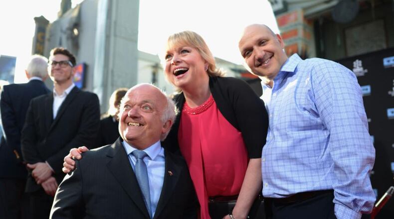 From left, Actors Rusty Goffe, Julie Dawn Cole, and Paris Themmen visited Hollywood last year. Themmen played Mike Teevee in the 1971 classic movie, "Willie Wonka and the Chocolate Factory."