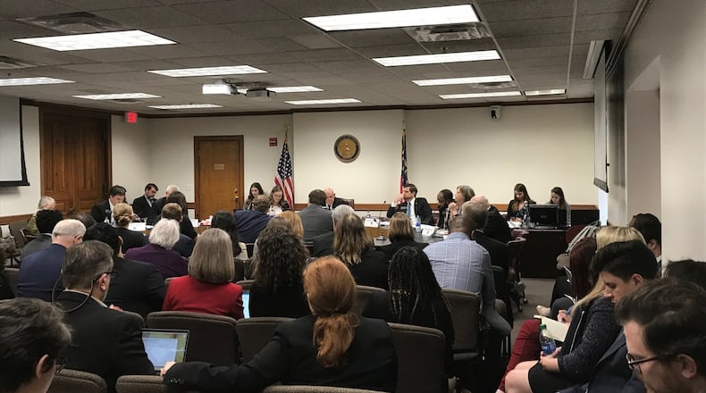 Educators, lobbyists and others packed a Georgia Senate Higher Education Committee meeting on Wednesday, Jan. 15, 2020, to hear about House Bill 444, which would make changes to the state’s popular dual enrollment program. ERIC STIRGUS / ESTIRGUS@AJC.COM