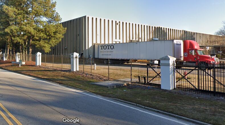 This is a Google Maps screenshot of Toto USA's factory in Clayton County.