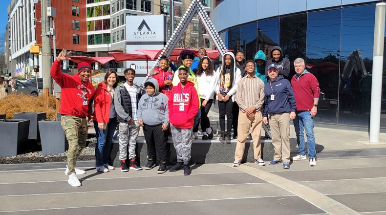 Students from the Four Corners Group learned about entrepreneurship during a visit to Atlanta Tech Village.