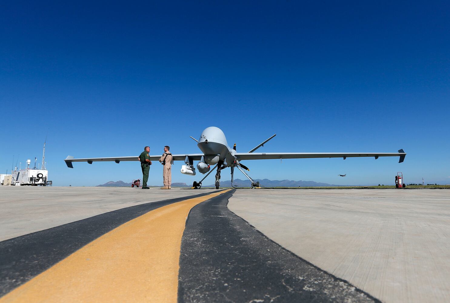 Unmanned aircraft survey terrain where there are no border agents.