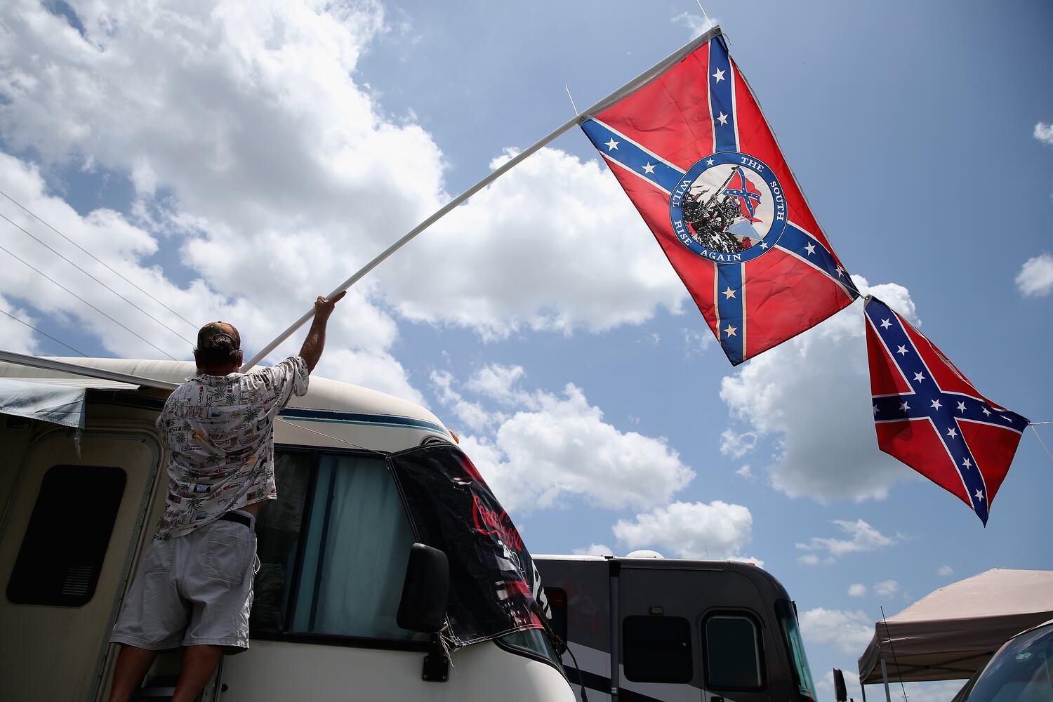 Protests fly on flagpoles