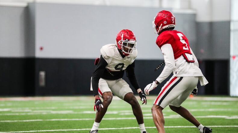 It's going to be a huge spring for lettermen like Georgia cornerback Ameer Speed (9), who will be fighting to earn a starting position this year. (Photo by Tony Walsh/UGA Athletics)