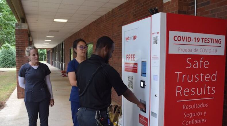 The new COVID-19 testing kiosk.