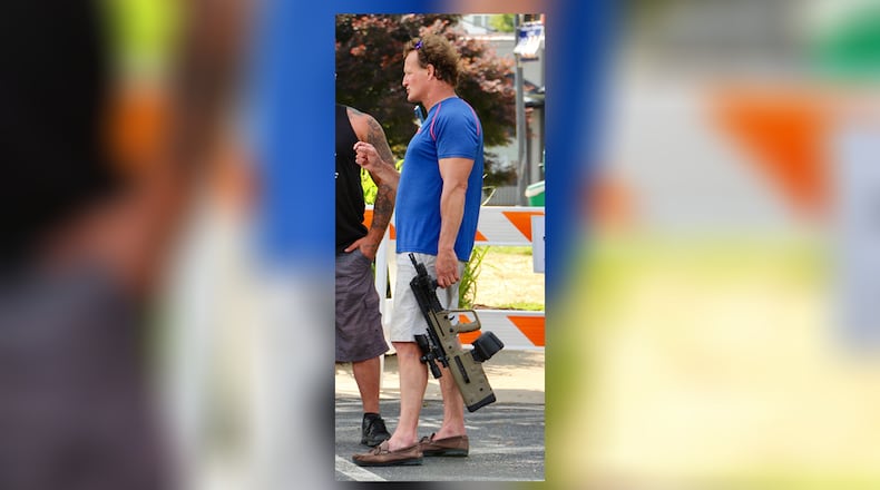 Cleveland Grover Meredith of Hiawassee put several Black Lives Matter protesters on edge when he showed up with his rifle to hold a counterprotest of sorts on June 5, 2020. Meredith is among those facing federal charges after the Jan. 6, 2021, riot at the Capitol. Photo courtesy of Shawn Jarrard/North Georgia News