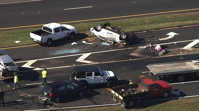 Eleven vehicles were involved in a crash on Queen City Parkway early Monday, Gainesville police said.
