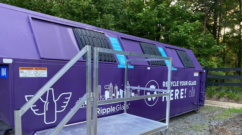 Milton recently upgraded the glass recycling bin with new stairs, a camera and signage. (Courtesy City of Milton)