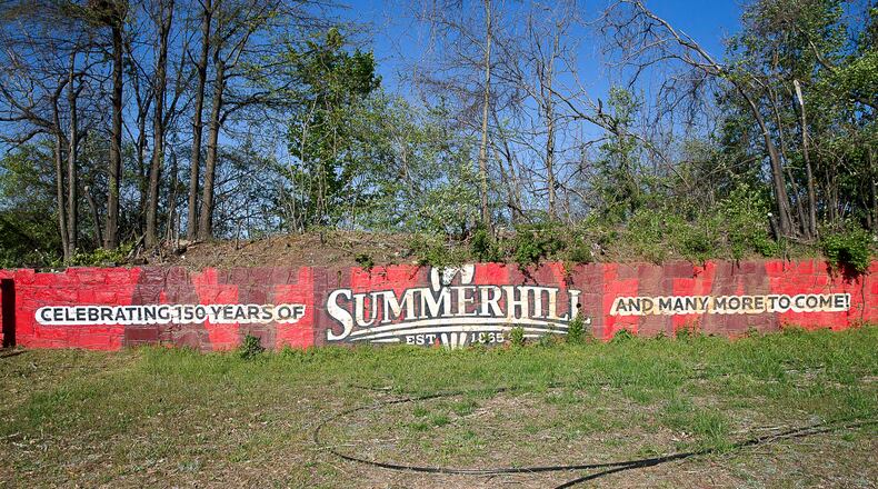 A sign welcomes people to Atlanta's Summerhill community.