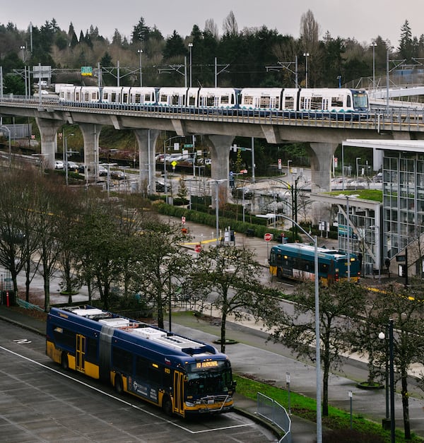 Seattle's Northgate station provides access to Sound Transit’s 1 Line, as well as the Sound Transit Express and King County Metro bus routes. (Ramon Dompor for the AJC)