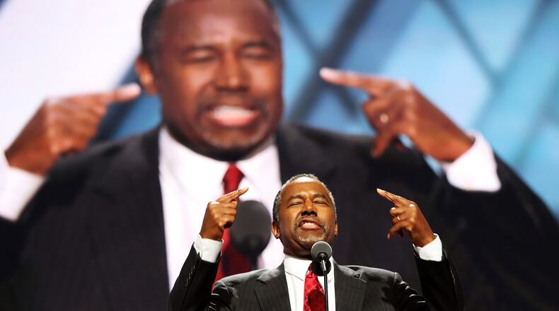 Former Republican presidential candidate Ben Carson delivers a speech on the second day of the Republican National Convention. (Photo by Joe Raedle/Getty Images)