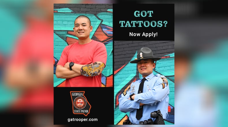 The Georgia Department of Public Safety recently amended its uniform policy and is now accepting applicants with tattoos on their lower arms.