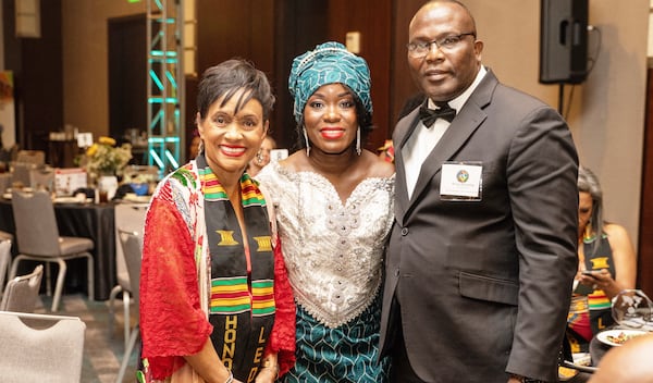 Television's Judge Judy Hatchett (left) was honored recently by Joan and Rufus Darkortey, founders of Liberia Economic Development Initiative, with one of their International Life Changer awards. The Darkorteys are trying to improve life in their native Liberia through education. (Courtesy of Liberia Economic Development Initiative)