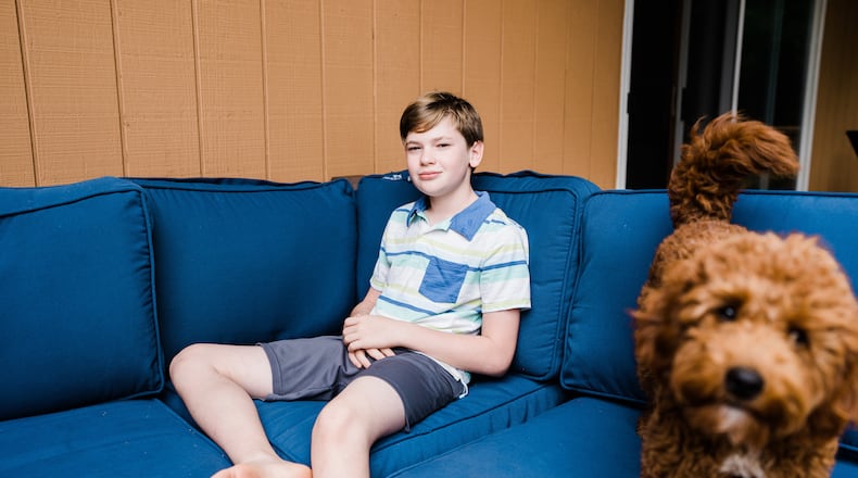 Myles Knollmueller, who received his COVID-19 vaccine shortly after his 12th birthday, at his home in Irvingtion, N.Y., Aug. 30, 2021. Turning 12 has taken on added significance this summer, as tweens line up for shots allowing them to see friends and play sports again. (Gabriela Bhaskar/The New York Times)