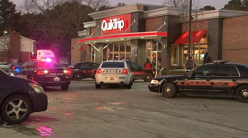 Police said thieves took a car with a 1-month-old girl inside from this Clayton County gas station.
