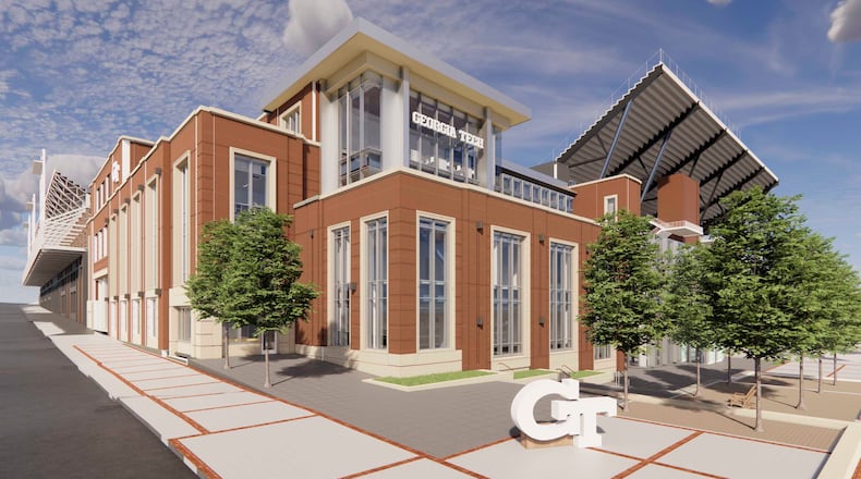 Renderings of the planned look of Georgia Tech's Fanning Center. Photo: Georgia Tech Athletics