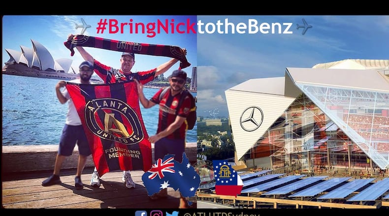 This poster was created to try to help Nick Punal in his effort to get to an Atlanta United game.