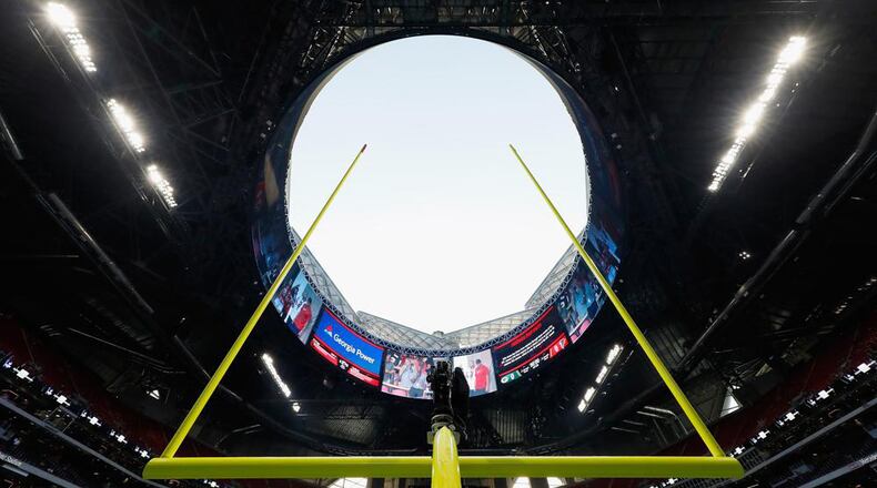 Mercedes-Benz Stadium’s open roof.