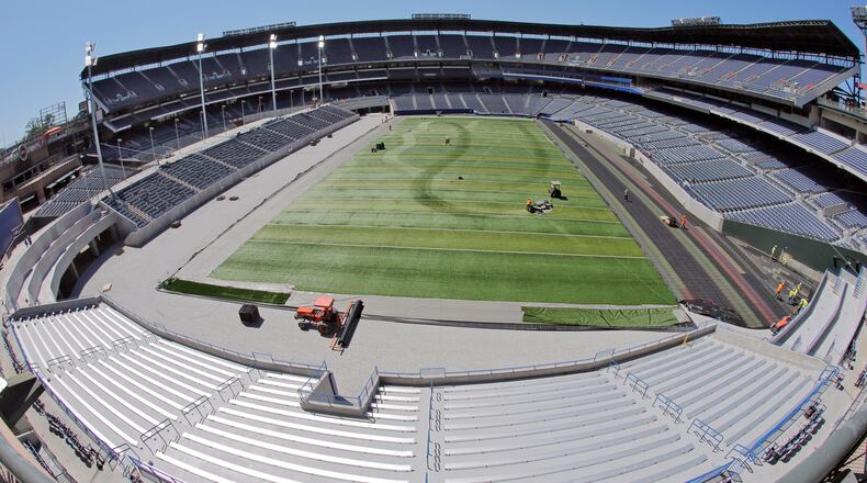 View from the north end of Georgia State Stadium, shot with a fish eye lens.