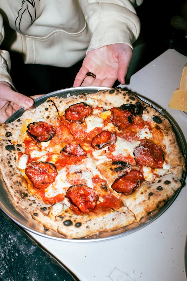 Phantom Pizza’s pepperoni pizza with Spotted Trotter pepperoni. (Courtesy of Jae Shin Cross)