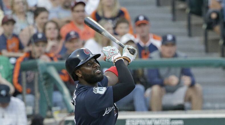 Brandon Phillips returned to the Braves’ lineup Saturday after missing two starts and most of three games for a strained groin. (AP file photo/John Raoux)