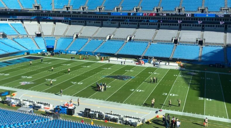 Pressbox view at Bank of America Stadium before the Falcons (2-7) play the Carolina Panthers (5-4) at 1 p.m. on Sunday, Nov. 17, 2019. (By D. Orlando Ledbetter/dledbetter@ajc.com)