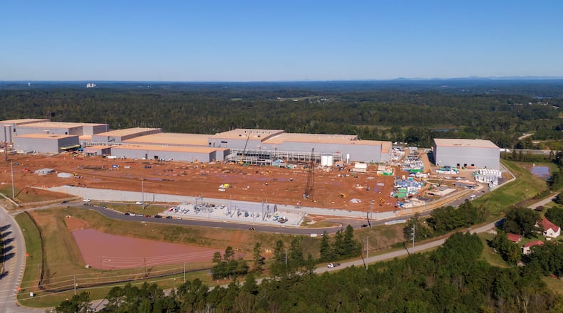An aerial view of SK Innovation's $2.6 billion construction site in Commerce, Georgia, on September 30, 2020. (Hyosub Shin/Atlanta Journal-Constitution/TNS)