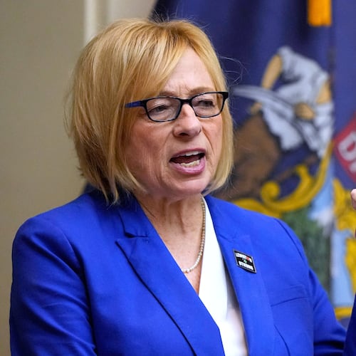 FILE - Democratic Gov. Janet Mills delivers her State of the State address, Jan. 30, 2024, at the State House in Augusta, Maine. (AP Photo/Robert F. Bukaty, File)