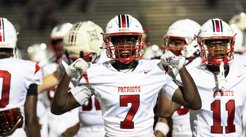 Sandy Creek defensive back Levi Smith celebrates a win over Douglas County on Friday, Aug. 28, 2026, at Douglas County High School. (Oscar Guevara Saenz for the AJC)