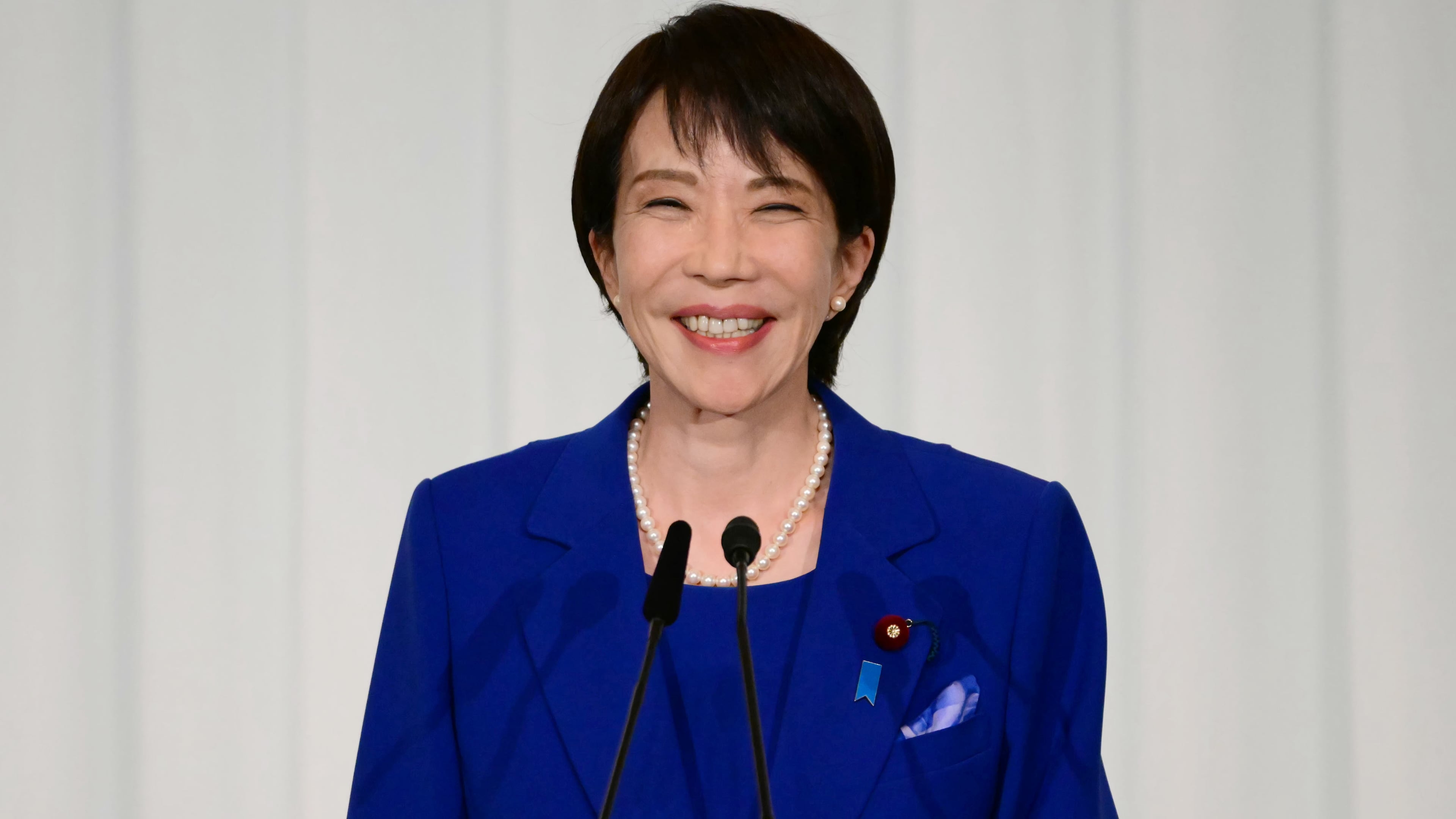 Sanae Takaichi, the newly-elected leader of Japan's ruling party, the Liberal Democratic Party (LDP), attends a press conference after the LDP presidential election in Tokyo Saturday, Oct. 4, 2025. (Yuichi Yamazaki/Pool Photo via AP)
