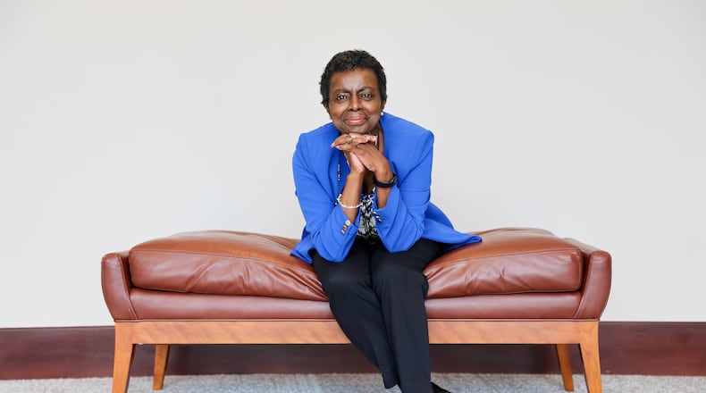 Bernstine W. Hollis poses for a portrait at the Carter Center in Atlanta on Tuesday, August 23, 2022. Hollis is one of the center’s first employees, and her history with the Carters stretches back to her childhood in Plains. (Arvin Temkar / arvin.temkar@ajc.com)