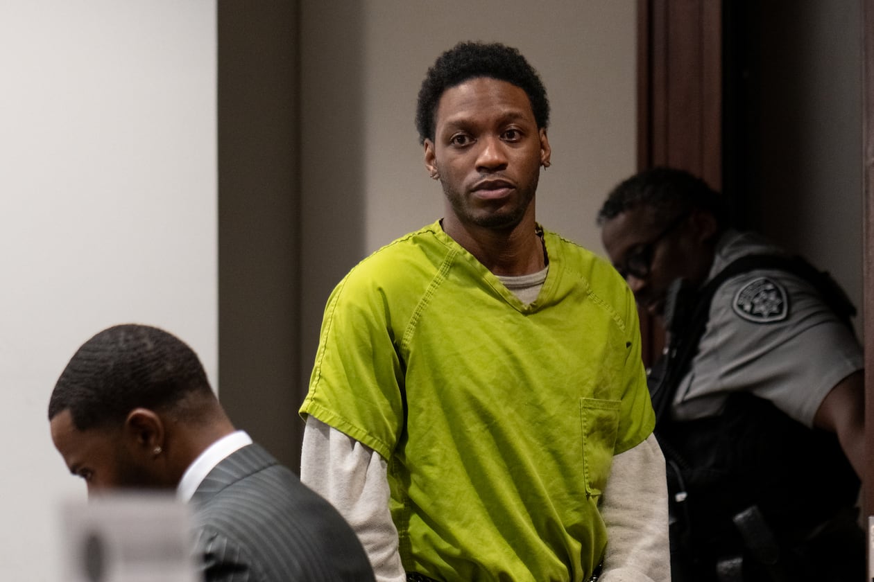 Kashman Thomas enters a Cobb County courtroom for a sentencing hearing on Thursday after pleading guilty to a reduced charge in a 2019 shooting that left a Kennesaw State University student dead and two others injured. (Ben Hendren for the AJC)