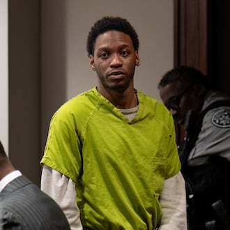 Kashman Thomas enters a Cobb County courtroom for a sentencing hearing on Thursday after pleading guilty to a reduced charge in a 2019 shooting that left a Kennesaw State University student dead and two others injured. (Ben Hendren for the AJC)