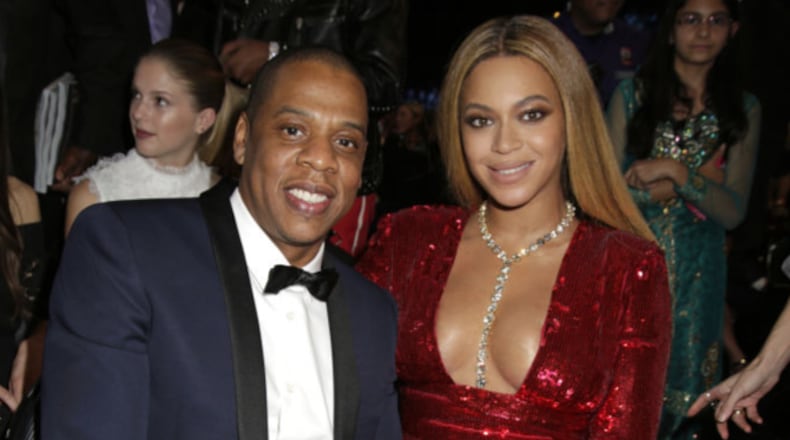 Jay Z and Beyonce at the 59th annual Grammy Awards.