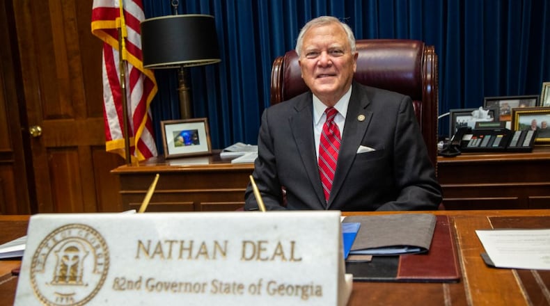 Governor Nathan Deal talks about his accomplishments with criminal justice reform during an interview in his office at the Georgia State Capitol in downtown Atlanta on Tuesday December 11th, 2018.