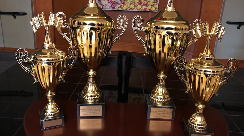 Four trophies will be awarded to schools competing in the first-ever diversepower Grand Prix race at LaGrange College. High school and middle school teams race electric cars that they've built themselves. ARLINDA SMITH BROADY/AJC