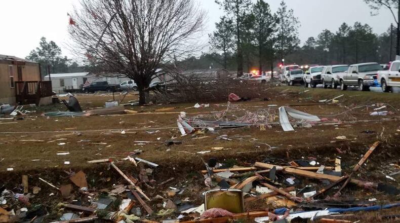 A resident took photos of the devastation at Sunshine Acres Trailer Park in Cook County. State emergency management officials say several people have been killed and dozens hurt after severe storms hit southern Georgia, according to the Associated Press.