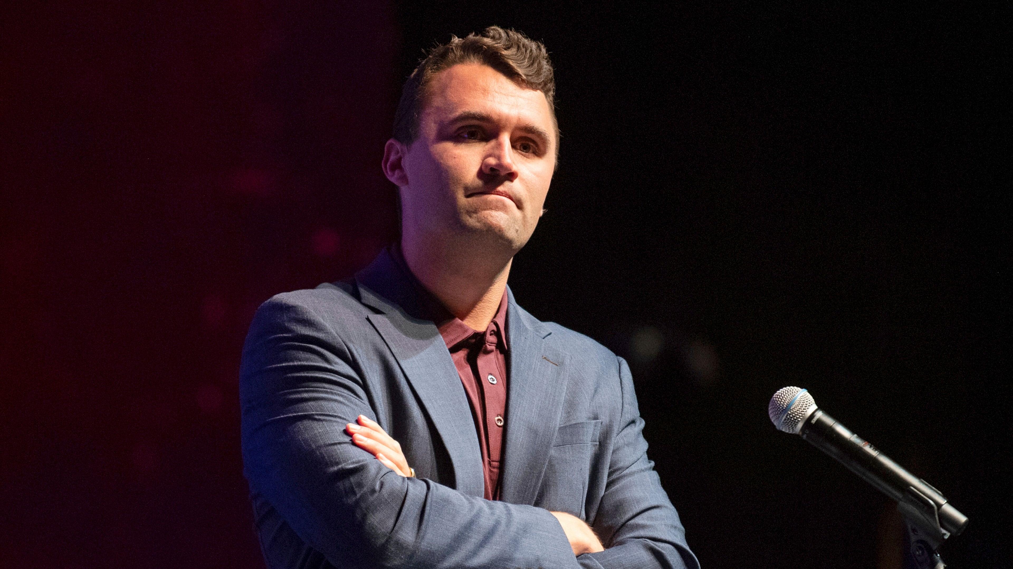 FILE - Charlie Kirk speaks at Texas A&M University as part of Turning Point USA's American Comeback Tour on Tuesday, April 22, 2025, in College Station, Texas. (Meredith Seaver/College Station Eagle via AP, File)