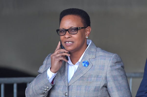 The Rev. Mitzi Bickers at the Richard B. Russell Federal Building after her first appearance in federal court on Thursday, April 5, 2018. Bickers faces charges that she took $2 million in bribes to steer city of Atlanta contracts to at least two contractors from 2010 to 2015. She was released on a $50,000 appearance bond. HYOSUB SHIN / HSHIN@AJC.COM