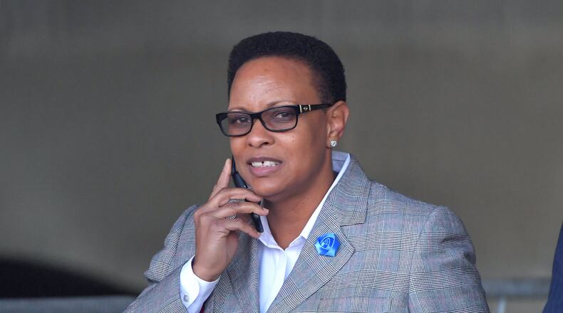The Rev. Mitzi Bickers at the Richard B. Russell Federal Building after her first appearance in federal court on Thursday, April 5, 2018. Bickers faces charges that she took $2 million in bribes to steer city of Atlanta contracts to at least two contractors from 2010 to 2015. She was released on a $50,000 appearance bond. HYOSUB SHIN / HSHIN@AJC.COM