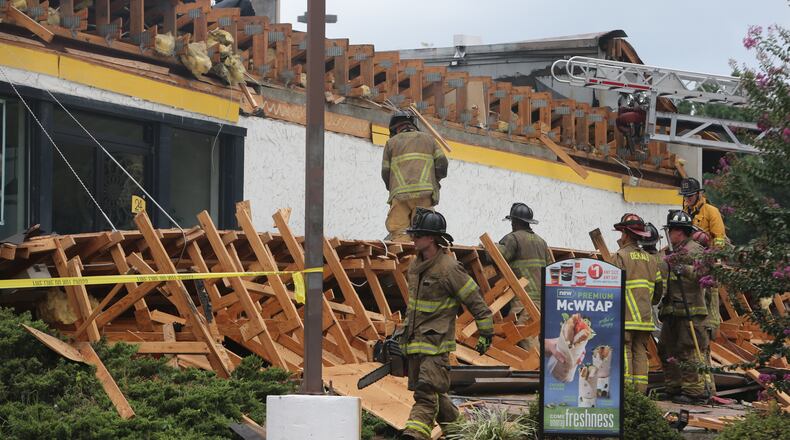 A portion of an awning from a DeKalb County McDonald's has collapsed, fire officials said. The restaurant is located on Chamblee-Tucker Road, near Tucker.