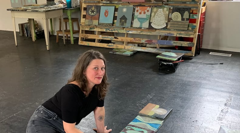 Artist Jeni Stallings in her Reynoldstown studio, where her work will be featured October 2 and 3 at an Open Studio Event.
Courtesy of Jeni Stallings