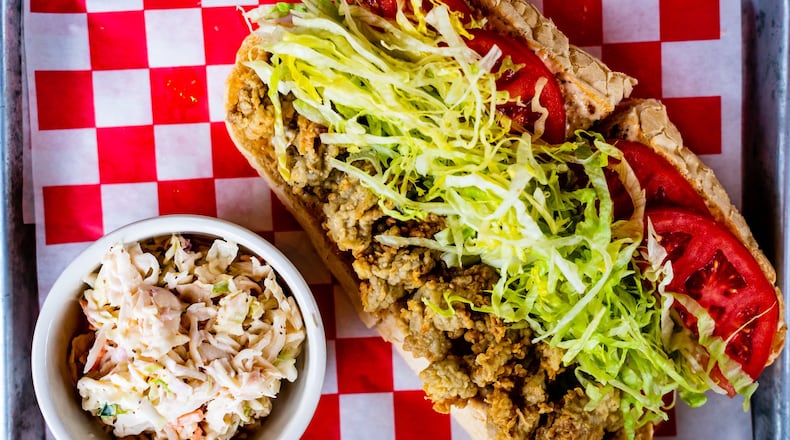 The oyster po’boy at Lagarde American Eatery is served on a French roll from Leidenheimer in New Orleans. CONTRIBUTED BY HENRI HOLLIS