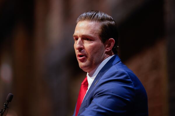 State Rep. David Clark, R-Buford, who is running for lieutenant governor, spoke during the annual Georgia Faith and Freedom Coalition legislative luncheon in Atlanta on Tuesday. (Arvin Temkar/AJC)