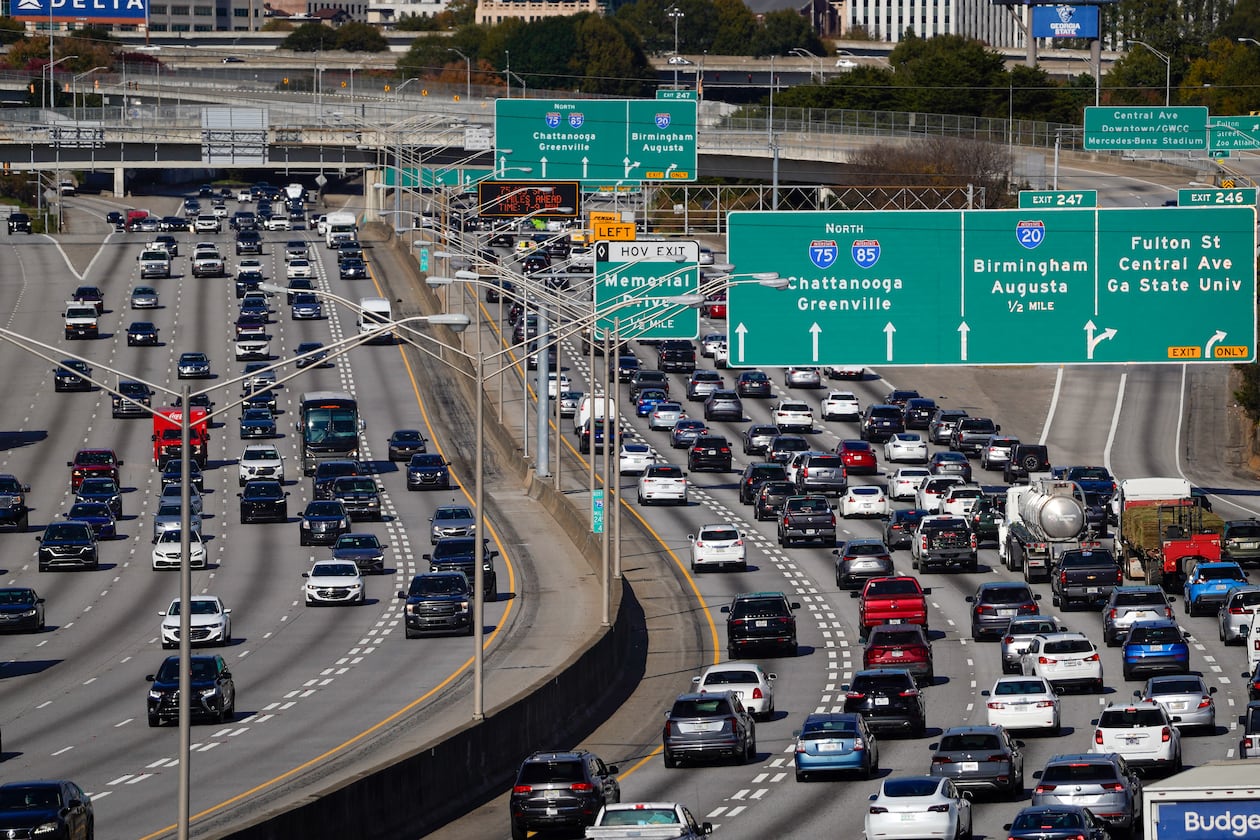 The Downtown Connector, shown in this Nov. 25, 2024, photo, is one of Atlanta's most congested stretches of road. (Ben Hendren for the Atlanta Journal-Constitution)