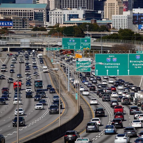 The Downtown Connector, shown in this Nov. 25, 2024, photo, is one of Atlanta's most congested stretches of road. (Ben Hendren for the Atlanta Journal-Constitution)
