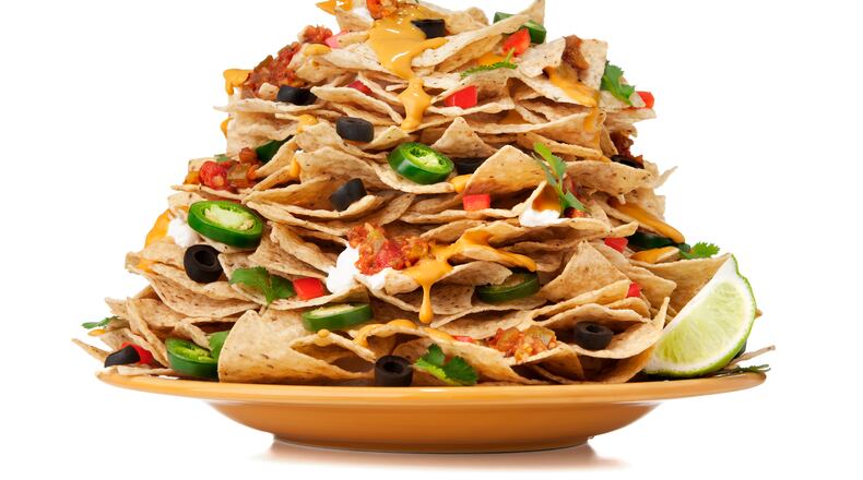 A plate of nachos (not Bon Appétit’s 50-ingredient nacho recipe.)