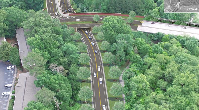 A rendering of the pedestrian bridge that will connect to the Roswell Historic Gateway. Officials say bridge construction could start in 2022. Courtesy city of Roswell
