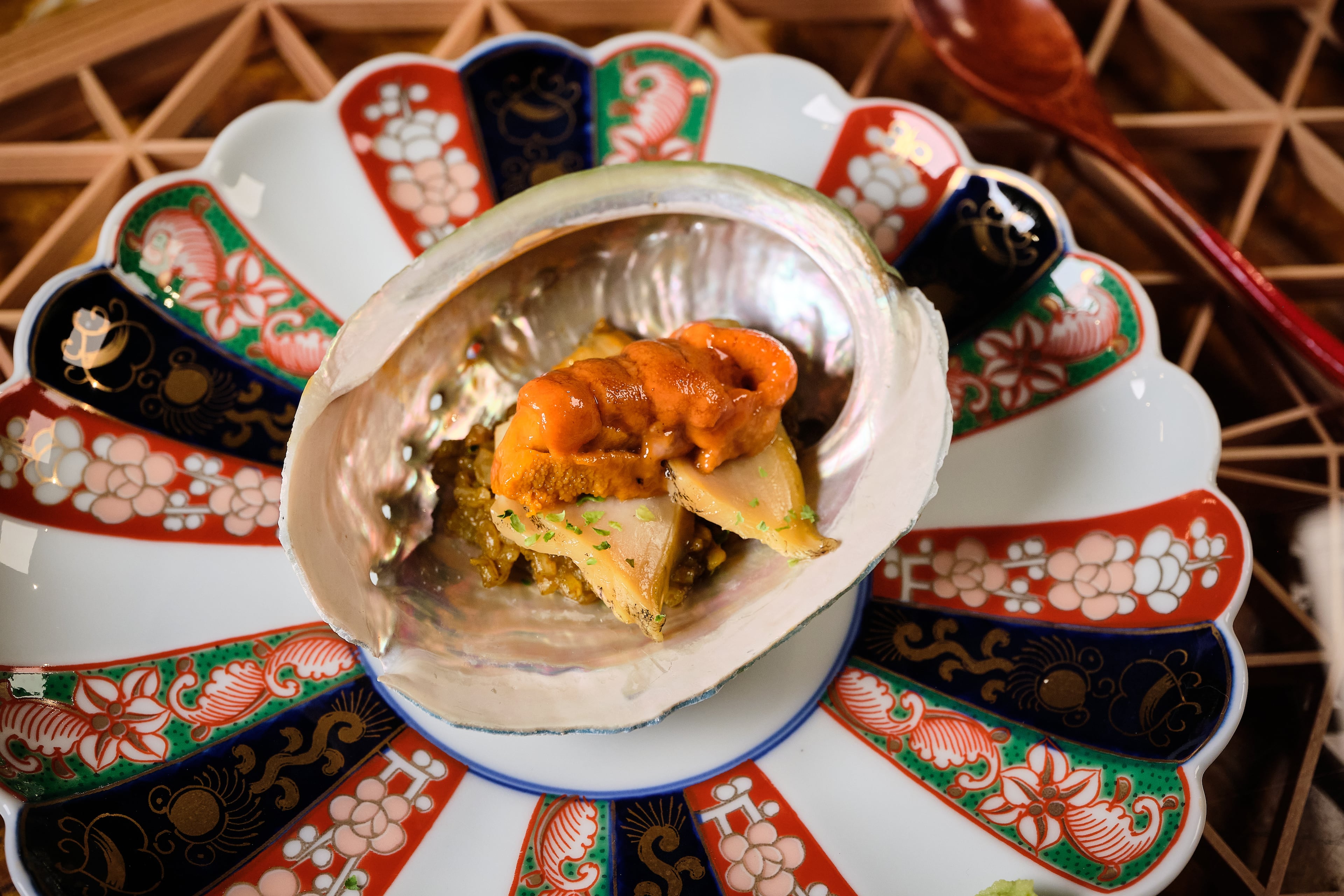 Abalone topped with uni is one of the dishes you might find served at Ryokou. (Courtesy of Brandon Amato/Ryokou)